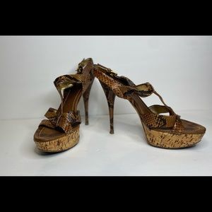 Miu Miu brown snakeskin platform sandal